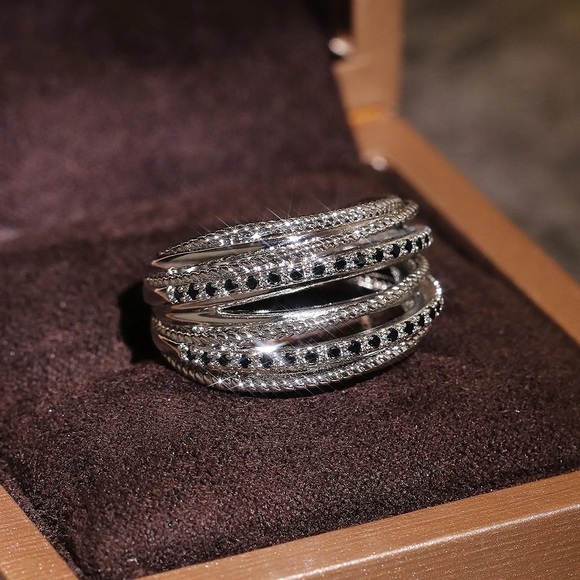 New 925 Silver Multilayer Sapphire Ring - Picture 3 of 3